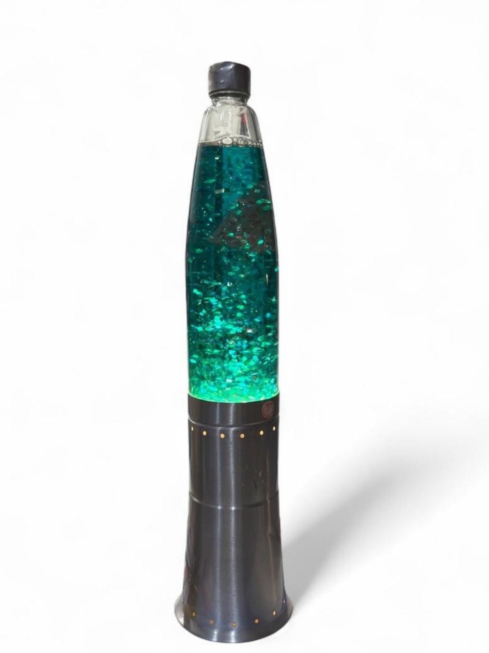 Vintage Lava Lite "Wizard" Fast Glitter Motion Lamp - Teal Liquid / Silver Base